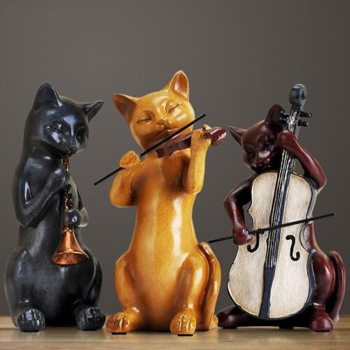 Modern Creative Music Resin Cat Ornament Home Furnishing Decoration Crafts Bedroom Desktop Statues Figurines Decor Accessories