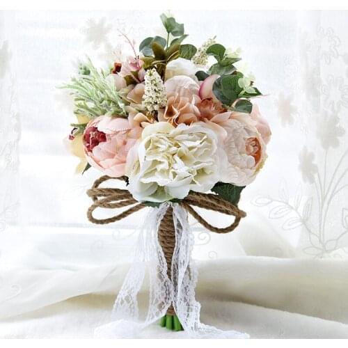 Wedding Bouquet Bridal Bouquets Artificial Silk Peony Flowers Bridesmaids Wedding Bouquets Bride Bouquet Buque De Noiva