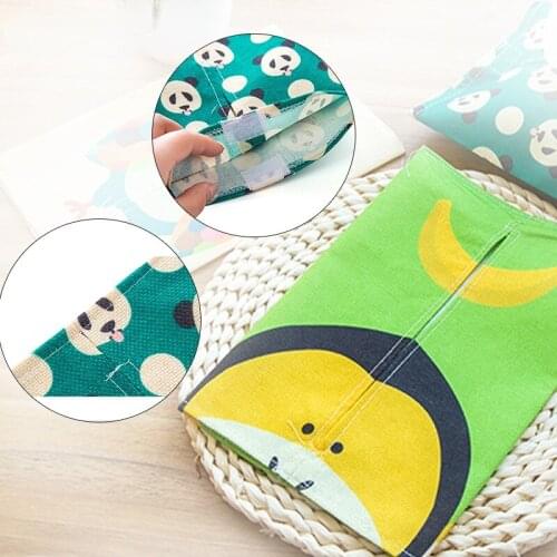 Fabric Cartoon Tissue Box Cover Handkerchief Napkin Holder Cover Cute Rabbit Bear Animal Printing Tissue Case Seat Type