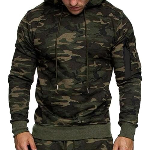 Mens Hoodie Fashion Casual Camouflage Print Drawstring Hooded Long Sleeve Hooded Pullover Jumper Sweatshirt Men Clothing 2021