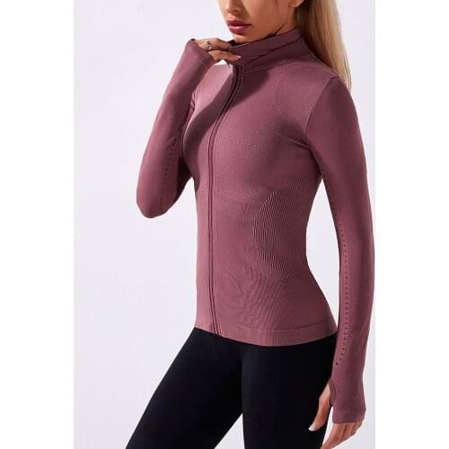 Fitness Yoga Top Gym Wear Womens Seamless Yoga Wear Zipper Cardigan Long Sleeve Yoga Shirts Running T Shirt lange mouw tees