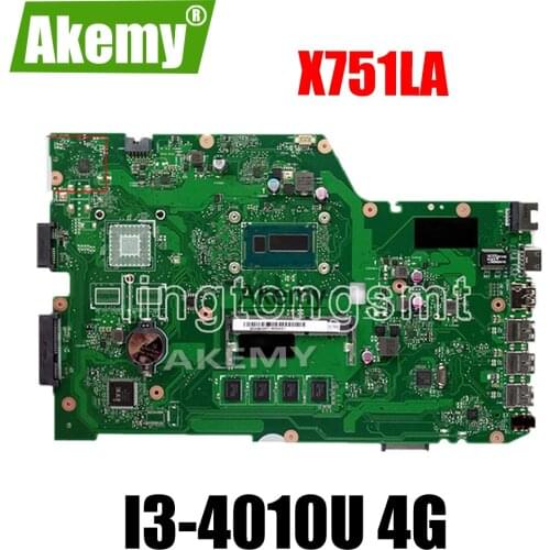 X751LA X751LD Laptop Motherboard I3-4010 4G memory For Asus X751L K751L R752L R752L X751LN X751LK X751LJ X751LX Mainboard