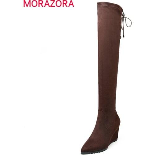 MORAZORA 2020 new arrival slim boots sexy over the knee boots women fashion winter thigh high boots shoes woman wedges shoes