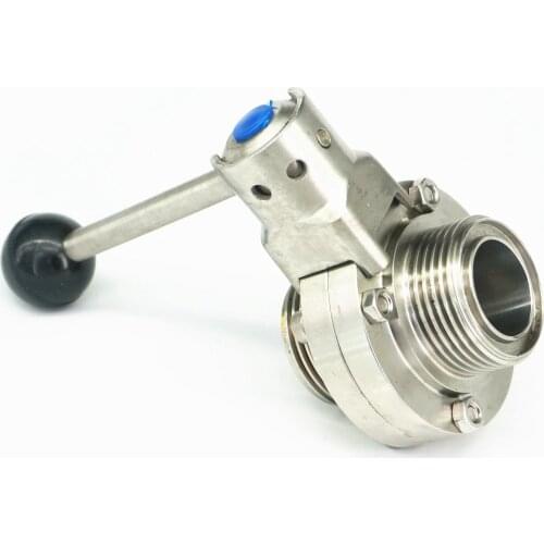 1-1/4" 32mm 304 Stainless Steel Sanitary T-Type Thread Union Connection Butterfly Valve Brew Beer Dairy Product