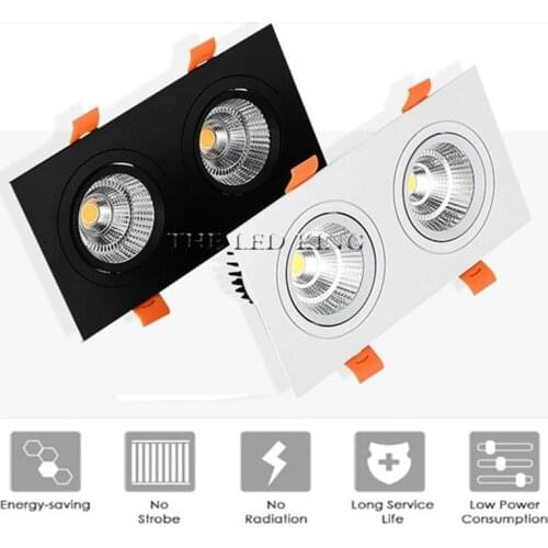 1pcs double square Dimmable Led downlight light COB Ceiling Spot Light 20w 30W LED ceiling recessed Lights Indoor Lighting