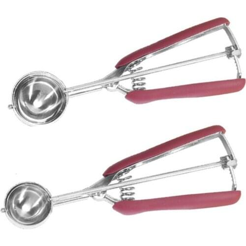 2 Pcs Ice Cream Scoop Stainless Steel, Mashed Potatoes, Ice Cream Scoop with Non-Slip Silicone Handle