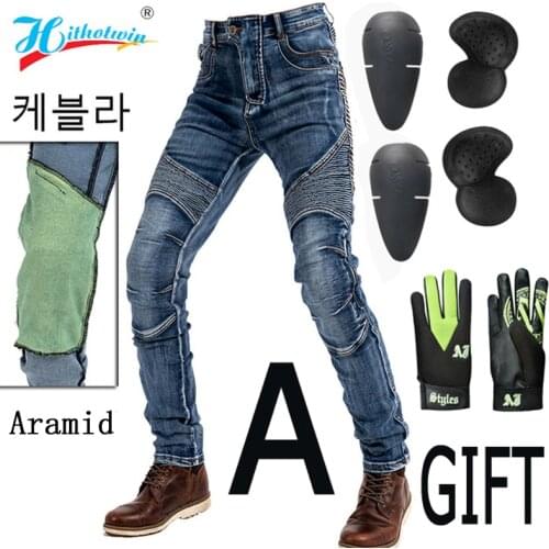 2020 NEW motorcycle leisure motorcycle mens cross-country outdoor riding jeans with protective equipment knee pads +Free gloves