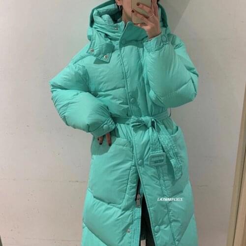 2021 Solid color Winter Hooded Coat Women Down Parkas 90% White Duck Down Jacket Female Long Thick Warn Loose Coat Snow Outwear