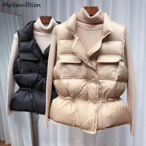 2021 Winter Down Vest Women Short Sleeveless Vest Jacket Ladies Lightweight Warm Waistcoat Female Windbreaker Down Coat