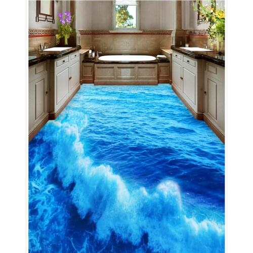 3d customized wallpaper Home Decoration Sea washroom bathroom bedroom 3d flooring pvc self-adhesive wallpaper