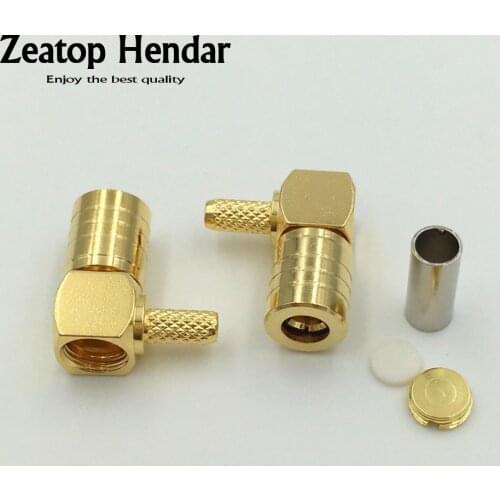 5pcs Gold Plated Brass SMB Female Right Angle RF Connector for RG316 RG174 100 Coaxial Cable