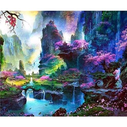 5D DIY Diamond Painting landscape Embroidery Full Round Diamond Cross Stitch Rhinestone Mosaic Painting Crafts Decor GLYP-134