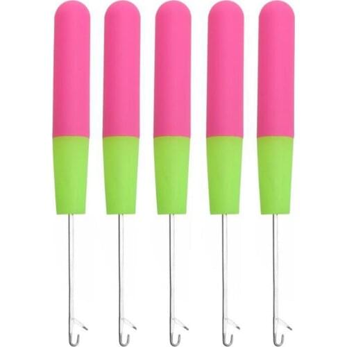 5x Crochet Needle Latch Hook Pink Purple for Micro Braid Dread Maintenance plastic knitting crochet needles for braiding