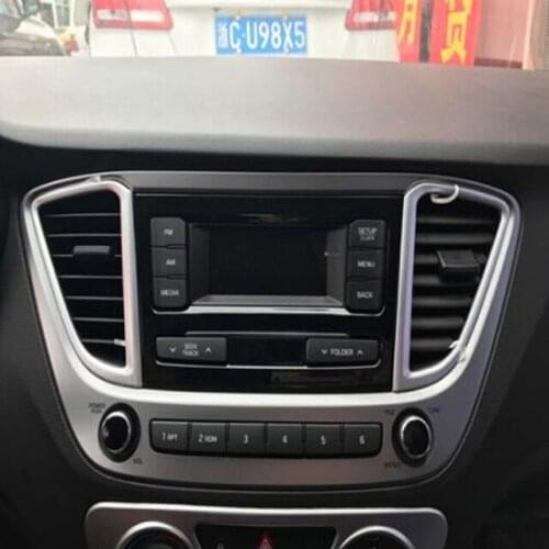 ABS Chrome For Hynudai Solaris 2 2017 Car Accessories Front Middle Air Conditioning AC Outlet Vent Cover Trim Car Styling