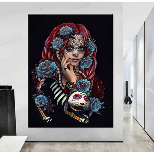 Full Drill Round Blue Rose Women Face Diamond Painting Sexy Tattoos Girlcross stitch diy Diamond Embroidery Mosaic 2021 Gift I80