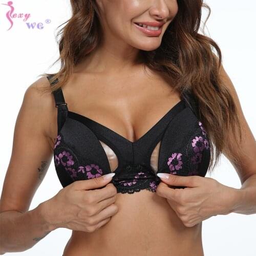 SEXYWG Maternity Cotton Nursing Bra Breastfeeding Bras for Women Maternity Bra Plus Big Size Easy Feeding Bra Wire Free Flower