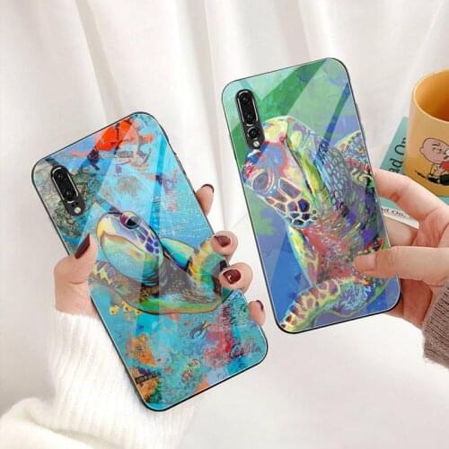 Green Sea Turtle Phone Case Tempered Glass For Huawei P30 P20 P10 lite honor 7A 8X 9 10 mate 20 Pro