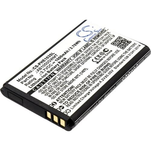 CS 1000mAh / 3.70Wh battery for Philips E103, E106, Xenium E103, Xenium E106, Xenium E255 AB1050GWMT
