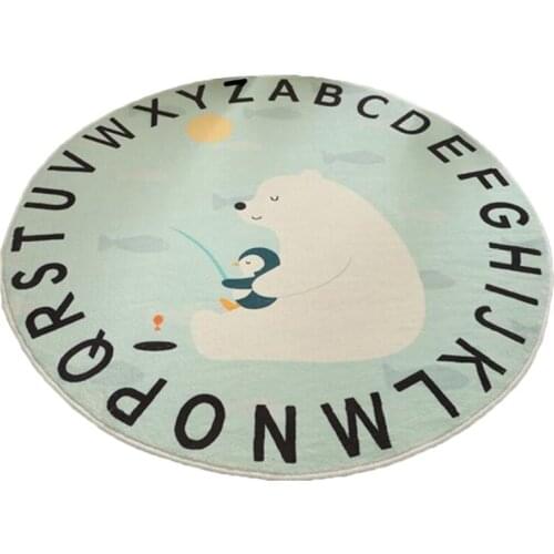 Cartoon Animal Print Baby Play Mat Crawling Carpet Kids Room Floor Rug Round Game Pad Playmat Children Bedroom Nursery Home