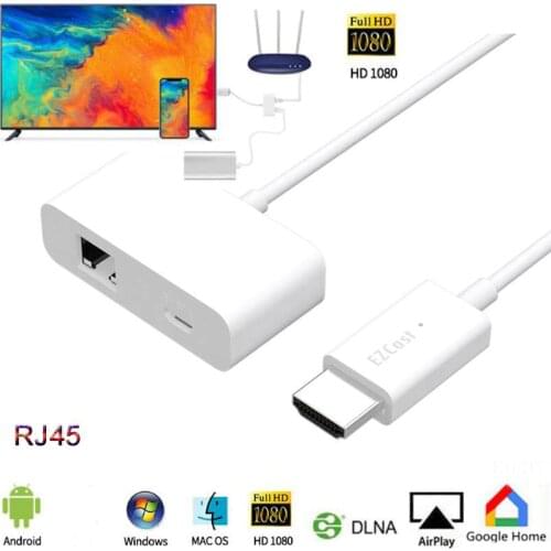 EZCast RJ45 Ethernet Wire MagicEther Wireless WiFi Displays Dongles Airplay DLNA Screen Mirroring HDMI compatible For Android PC