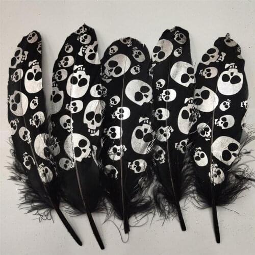 Hot Sale 20pcs/Lot Beautiful Dyeing Goose Feathers length 6-8 inch/15-20 cm Black and Silver For Wedding Decor Party Supplies