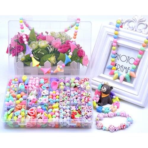 DIY Handmade Beaded Toy with Accessory Set Children Creative 24 Grid Girl Necklace Bracelet Jewelry Educational Children Gift