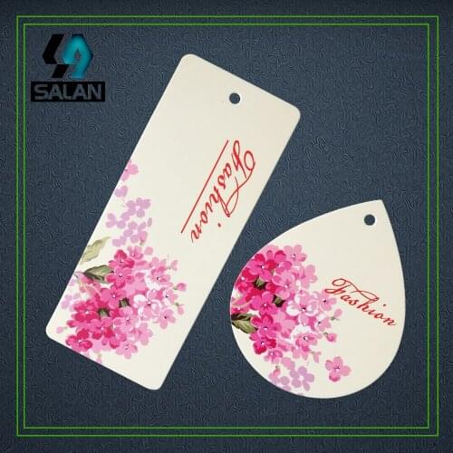 Custom any shape paper printed clothing hang tags customize product price swing tags bookmarks kids clothes labels