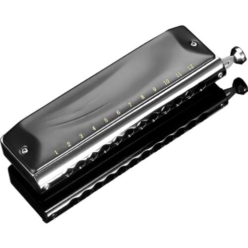 JDR Chromatic Harmonica 12 Holes ABS Comb Brass Cover Reed Plates Phosphor Bronze Reeds Professional Musical Instruments GM-0648