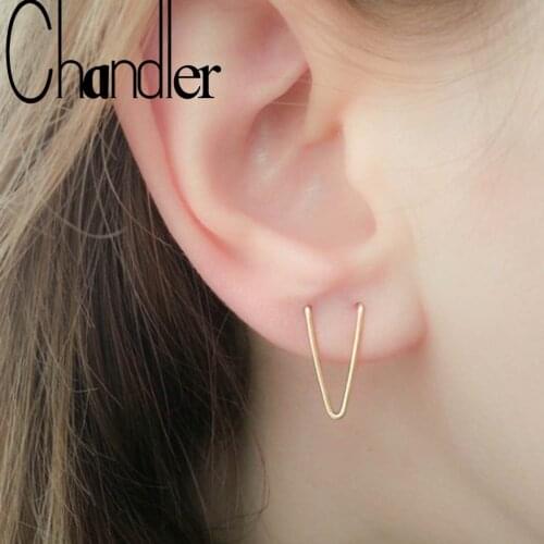Chandler Double Piercing Earring V Earrings Set-Double Lobe Earrings-Double Piercing Two hole Earrings Geometrical Wire Thread