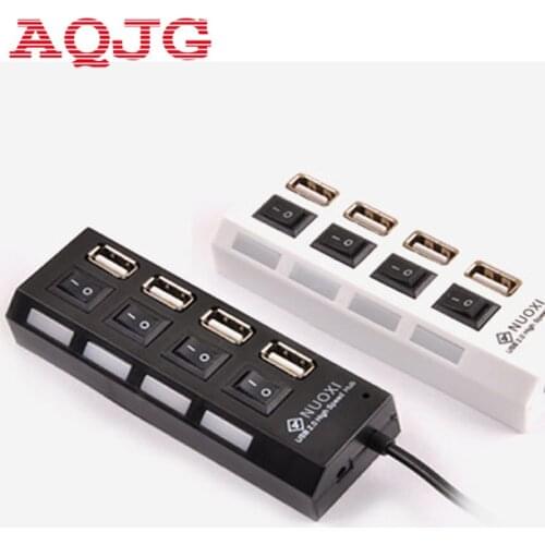 USB2.0 Hub Four 4 Port USB hubs Splitter with Separate Switch 480Mbps USB2.0 Hight-Speed for Pc Mac Computer Laptop Usb AQJG