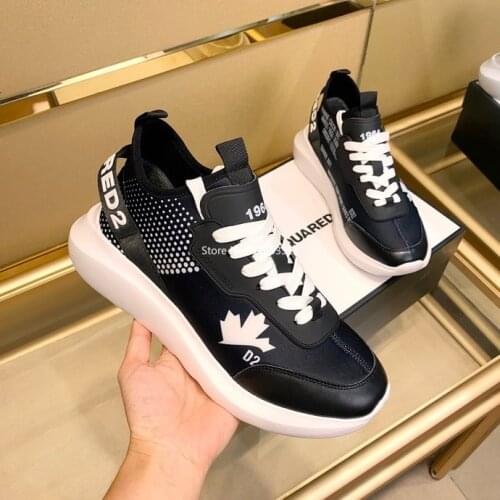 Leather D2 Men Luxury Brand dsquared2 Shoes Trend Men women Sneakers Italian Breathable Leisure Male Letter Printed casual Shoes