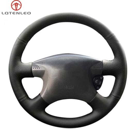 LQTENLEO Black Artificial Leather Car Steering Wheel Cover For Nissan Sentra 2000 2001 2002 2003 2004 2005 2006 Sunny 2000-2010