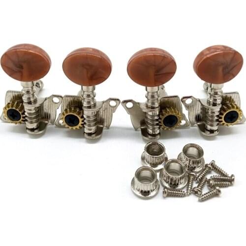 2R2L Metal Ukulele Locking String Tuner Guitar Tuning Peg Machine Head with Brown Head Pegs for Ukulele Guitar Part