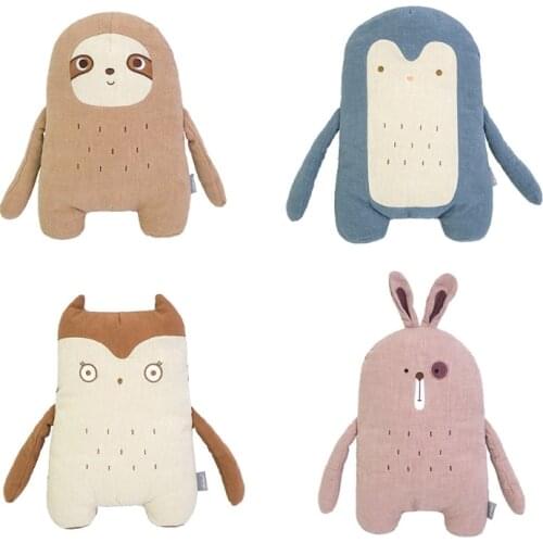 38cm Natural Ramie Giraffe Penguin Sloth Owl Rabbit Rhinoceros Bear Cute Plush Kawaii Stuff Stuffing Pillow Kids Toy Toys