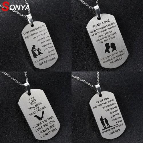 SONYA to my daughter/son/BEST FRIEND/LOVE FOREVER Stainless Steel Necklaces I Want You To Believe Love Pendant Family Necklace