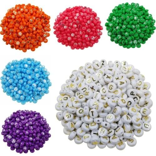 50PCS/10mm Flat bead Letter Loose Spacer Beads DIY Jewelry Accessories Necklace Bracelet Making Handmade Material Findings New