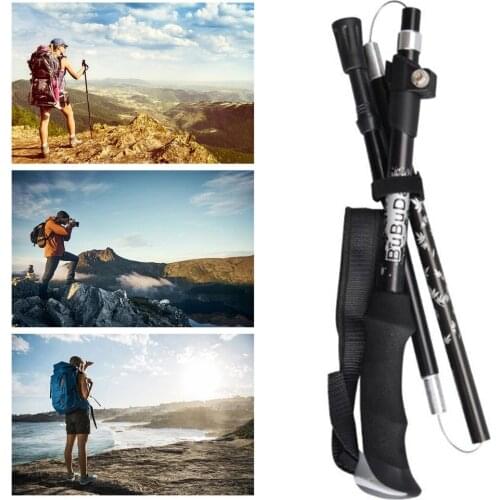 Travel Trekking Pole Hiking Collapsible Crutch Bar Ultralight Aluminum Alloy Portable Outdoor Mountain Climb Device