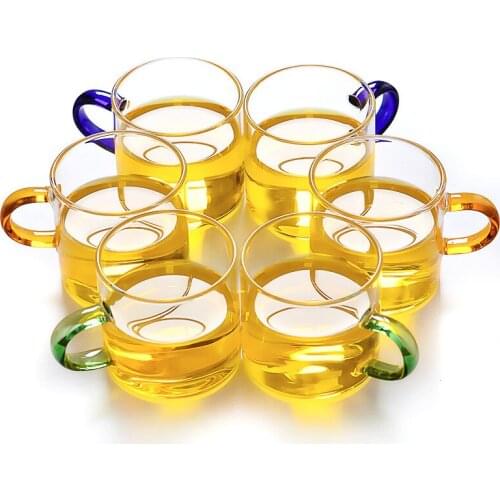 80ml Transparent Glass Cup Creative Multi-Color Handle Milk Coffee Beer Office Drinks Home Lovers Cup Heat Resistant