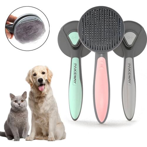 Dog Self Cleaning Slicker Brush Cat Brush with Massage Particles Removes Loose Hair Dogs Grooming Comb For Long Hairs Supplies