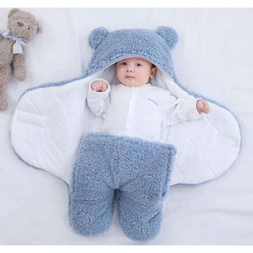 Baby Sleeping Bag Ultra-Soft Fluffy Fleece Newborn Receiving Blanket Infant Boys Girls Clothes Sleeping Nursery Wrap Swaddle