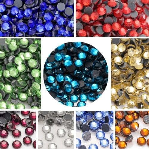 Hot fix Rhinestone Glitter Strass Flatback Glass Crystal Hotfix stones Iron on Rhinestones For T-shirt shoes mask veil