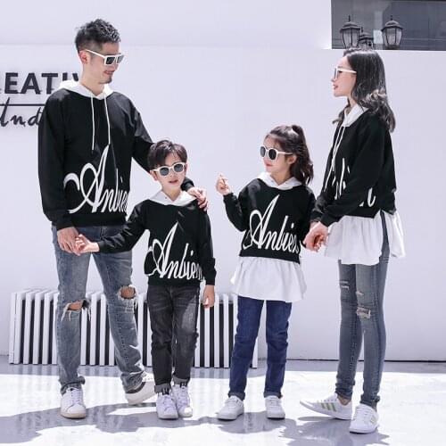 Family Matching Hooded Sweatshirt Mom and Daughter Dad and Son Fashion Casual Tops Outwear Adults Children Hooded Coat Autumn