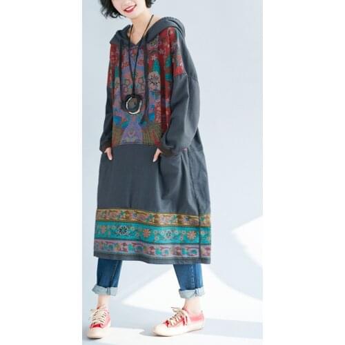 Harajuku personality print hoodies women vintage loose long oversized hoodie casual elegant streetwear tide cotton women clothes