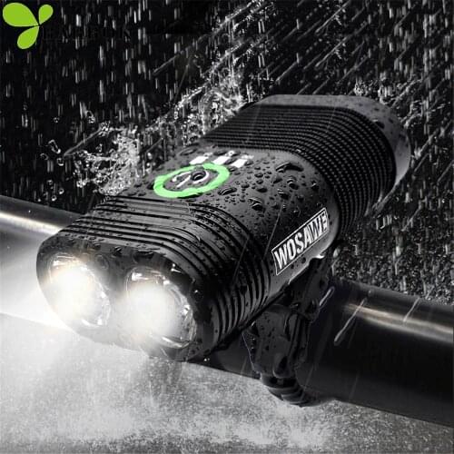 WOSAWE 2400 Lumen Bike Lights 5 Mode IP-67 Waterproof Aluminum Alloy Bicycle LED Headlight USB Rechargeable Cycling Flashlight
