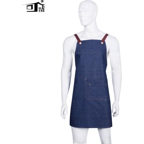 2018 High Quality Korean Unisex bib denim apron lady women kitchen cooking apron tablier de cuisine pour femme