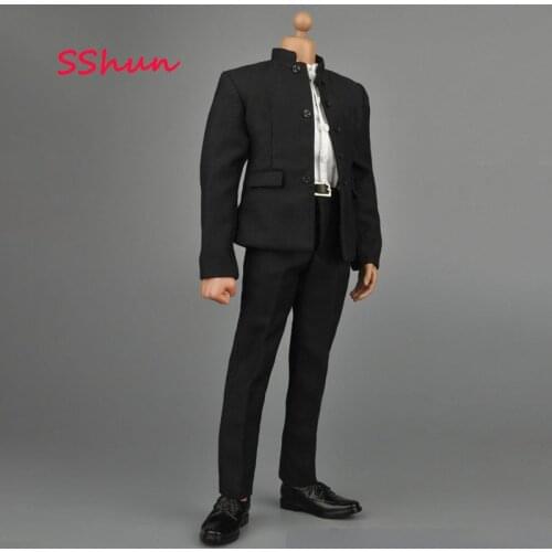 ZY16-16 1/6 Scale Men Zhongshan Suit Black White Man Puppet Clothes Zhongshan Suit For 12" Action Figure Body DIY