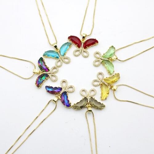2021 new womens glass crystal large irregular butterfly necklace fashion trend jewelry gift sweet and brilliant