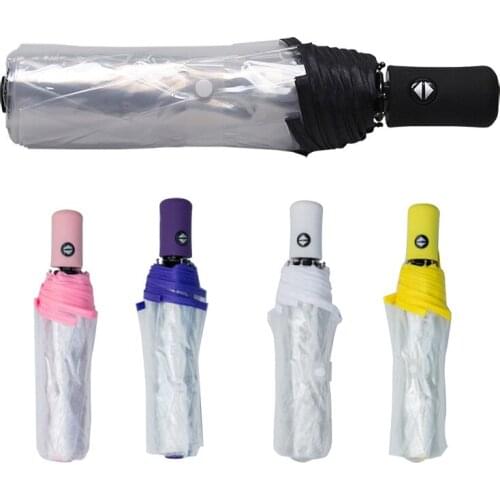 WSFS Hot Transparent Umbrella Automatic Umbrella Rain Women Men Sun Rain Auto Umbrella Compact Folding Windproof Style Clear umb