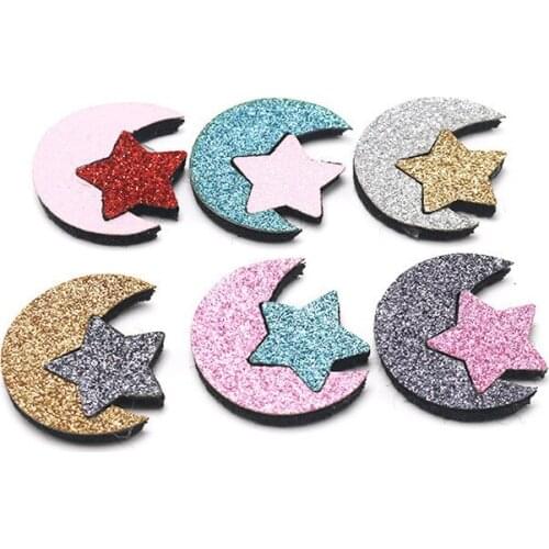 10pcs Moon and Star Ball Padded Appliques For Clothes DIY Baby Hair Clip Headwear Decor Ornament Accessories