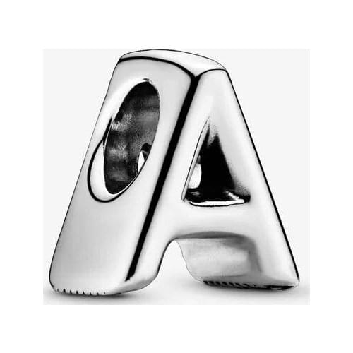 100% 925 Sterling Silver Letter A Alphabet Charm Beads for Jewelry Making Fits Pandora Charms Bracelet Bijoux
